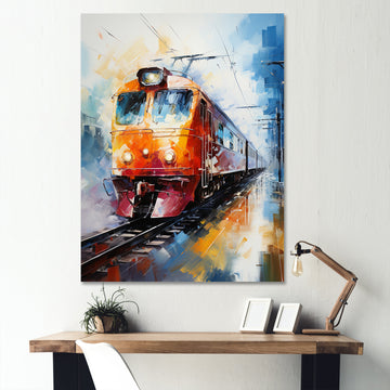 Abstract Train Vibrant Motion I - Train Canvas Wall Art